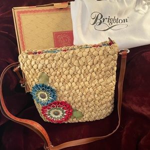Brighton Marleigh straw purse with flowers.